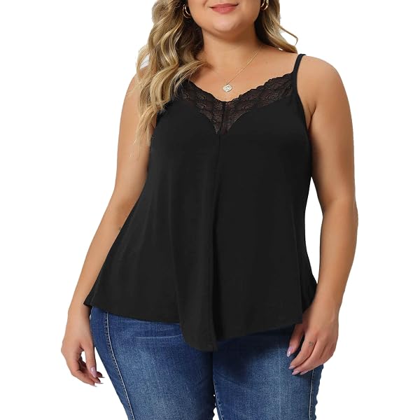 Agnes Orinda Plus Size Sexy Velvet Cami for Women Lace Deep V Neck